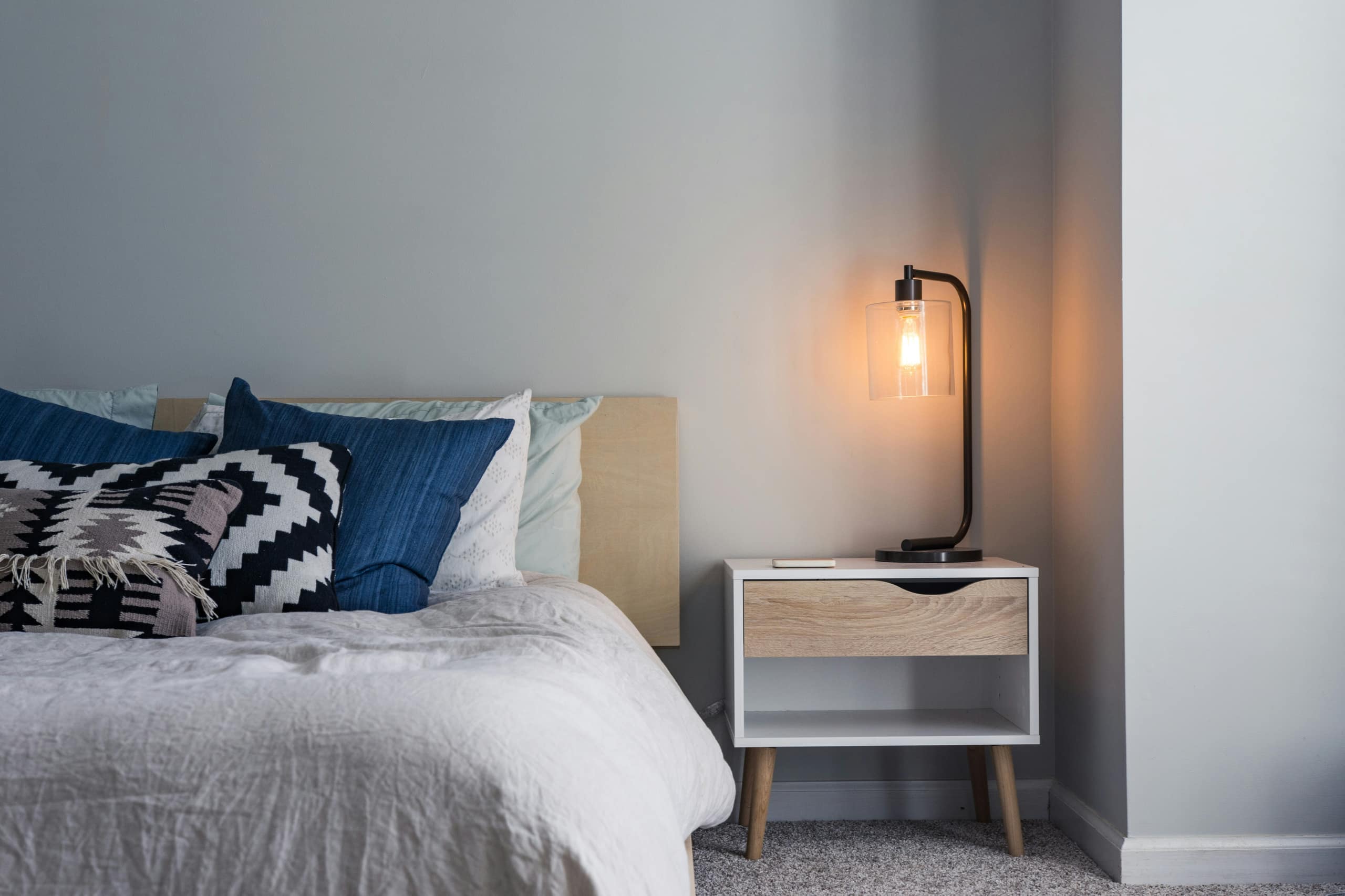 Bedroom styled and dust-free after a move-in clean