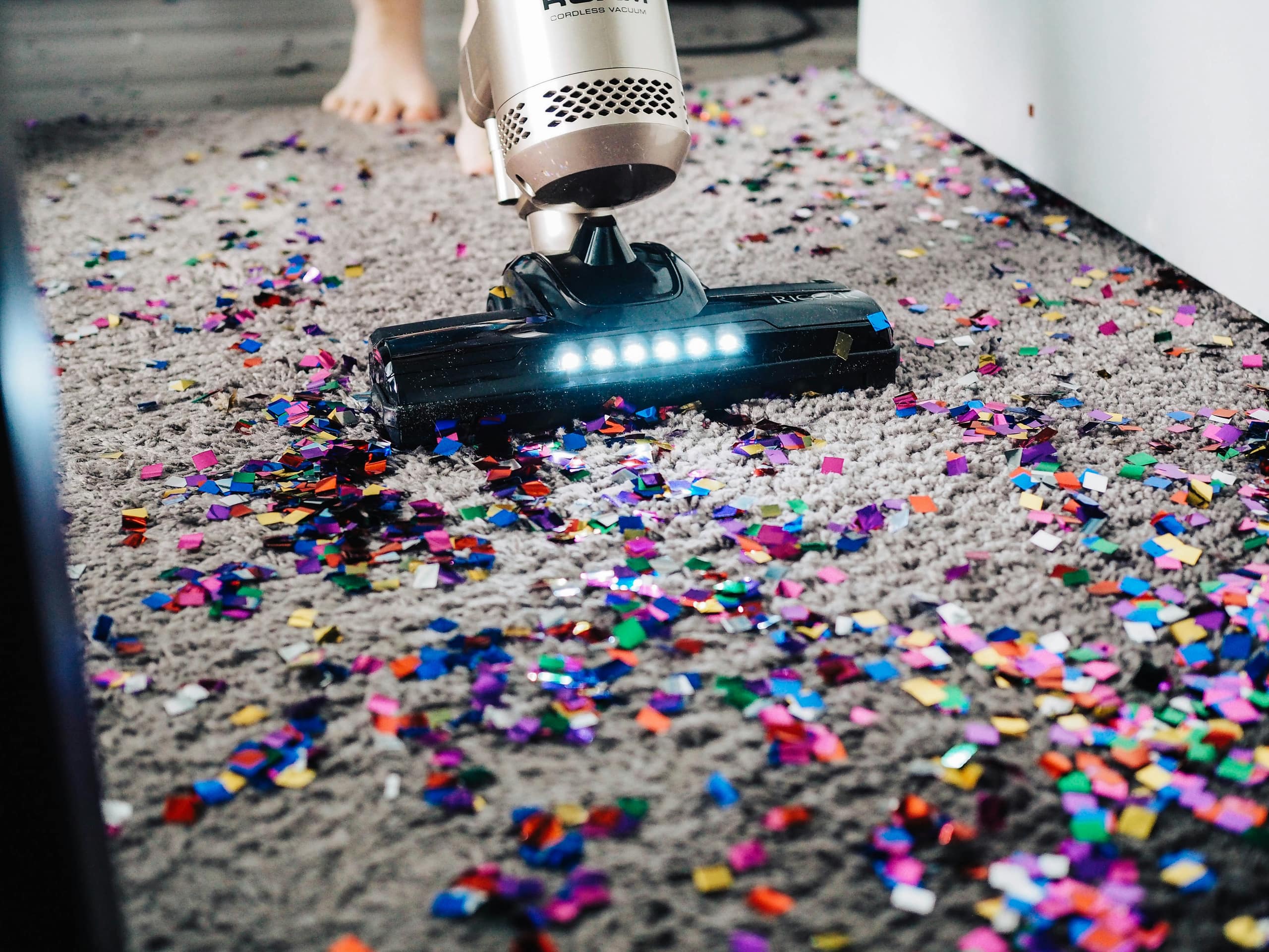 Carpet mid-clean during a post-party callout