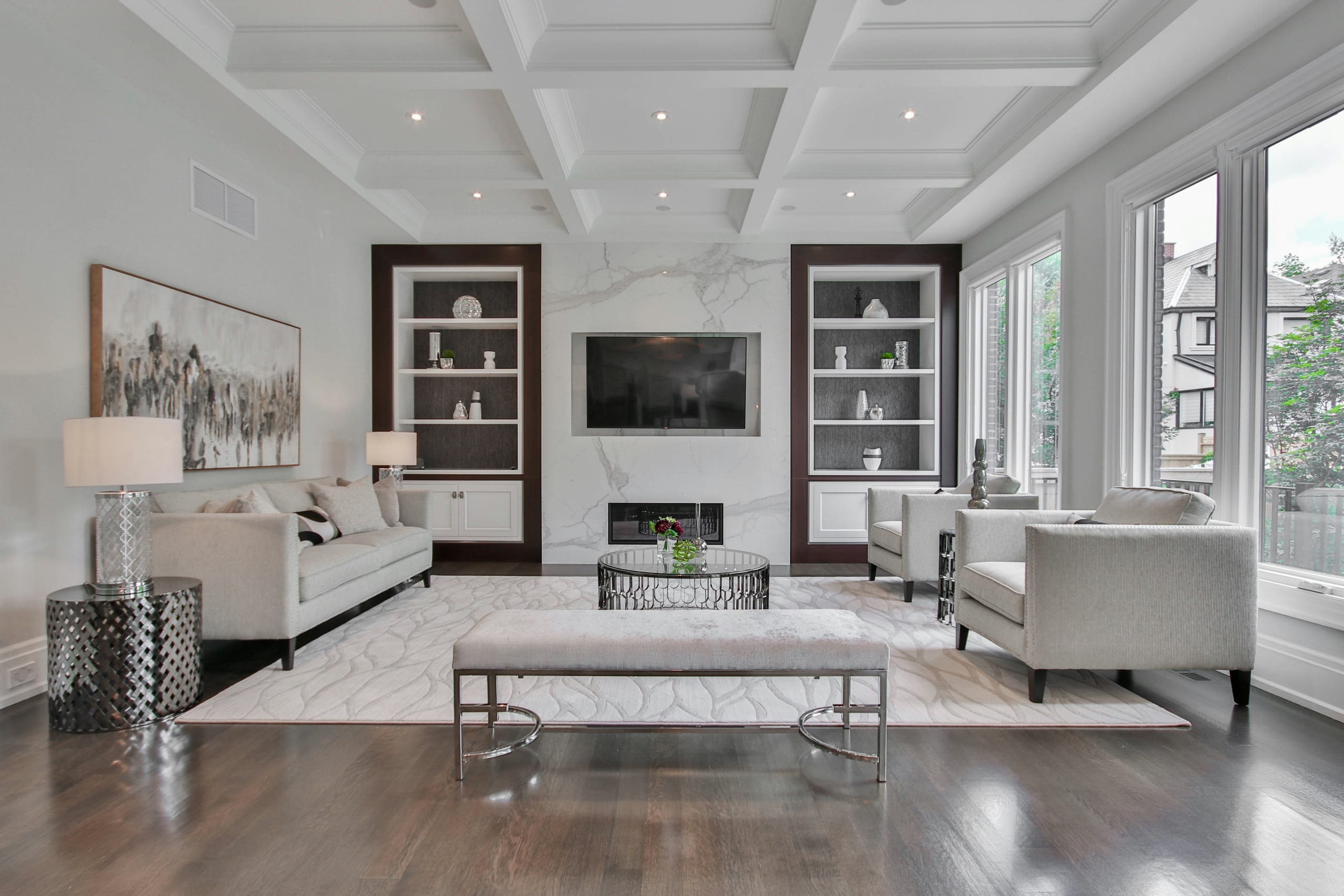 An elegant living room cleaned and ready for final inspection